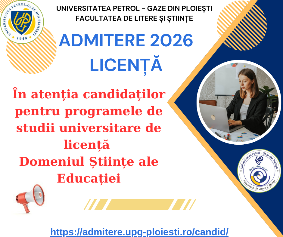 Anunț important - admitere licență Domeniul Științe ale Educației