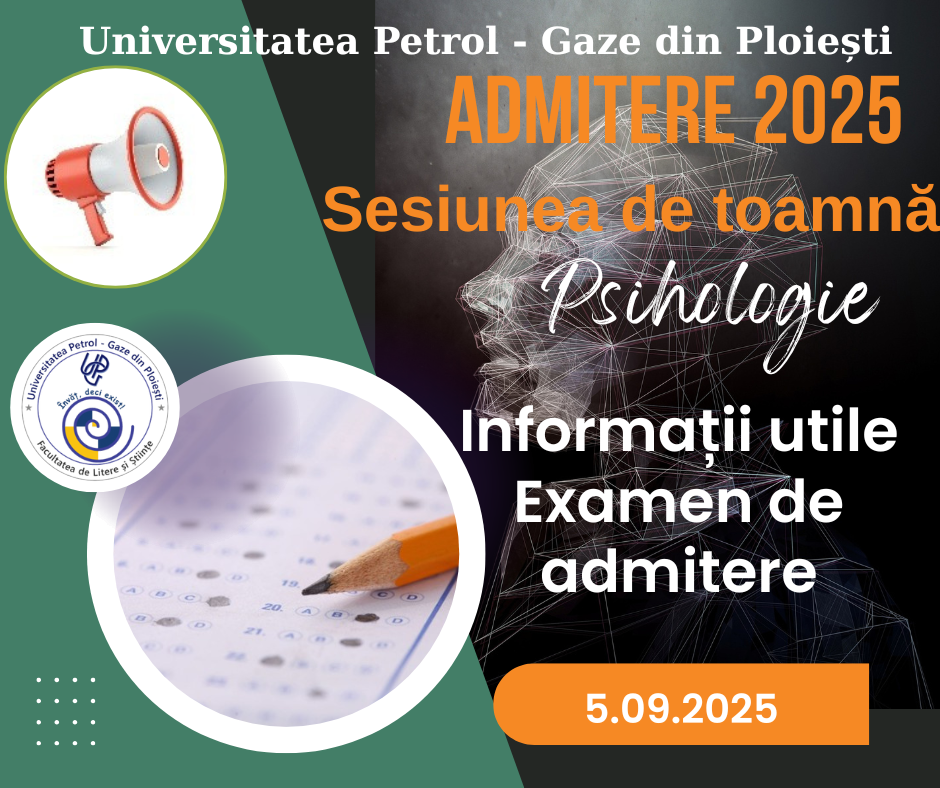 Anunț important - concurs de admitere la programul de licență Psihologie