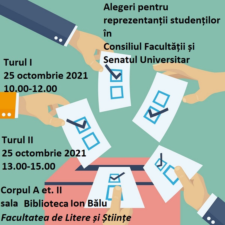 Alegeri pentru reprezentanții studenților în Consiliul Facultății și în Senatul Universitar